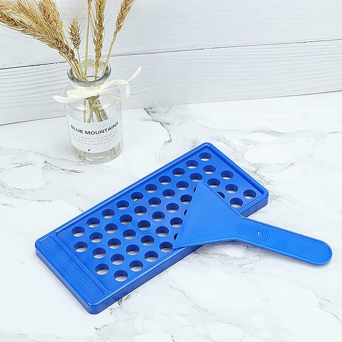 RONRONS Lip Balm Crafting Kit, Professional Lipsticks Filling Tray with 50 Small Holes and Spatula, Easy to Fill 50 Pieces Lipstick Tubes Containers for Business Gifts, Blue-VivaGrace Women