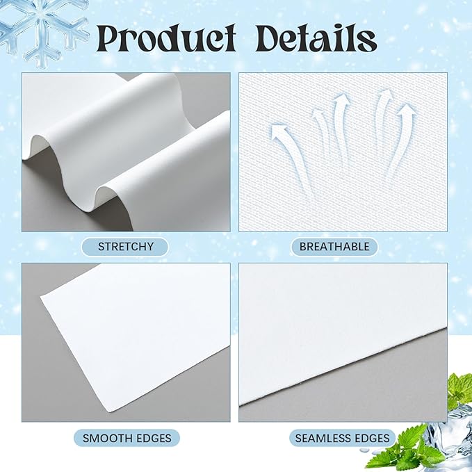 Toulite Cool Ice Silk Bra Liners for Sweat 10 Pcs 3 Layer Medium Washable Rectangle Cool Ice Silk Under Breasts Pads for Women Absorb Sweating, 18 x 3 Inches White for Summer-VivaGrace Women