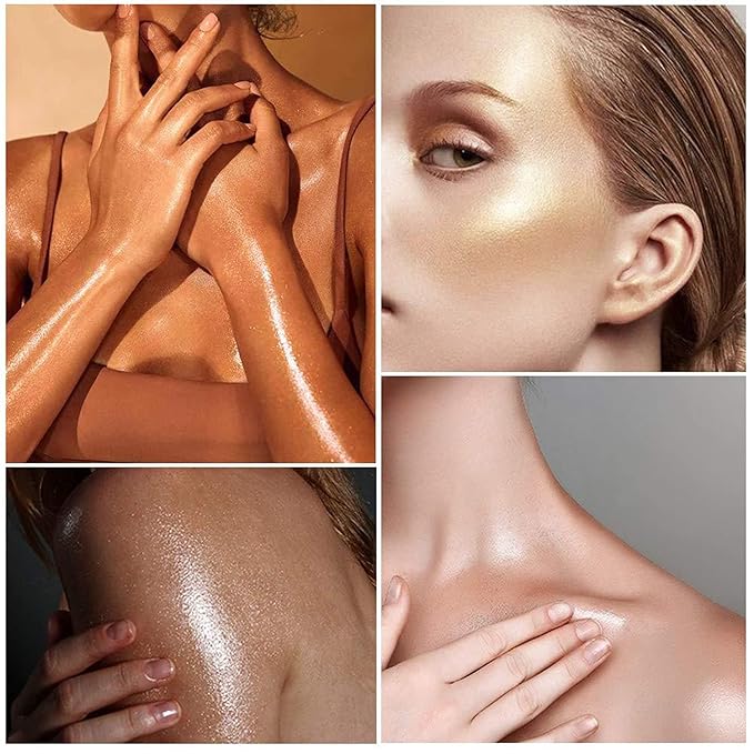 MAEPEOR Shimmer Body Luminizer 5 Colors Moisturizing Glow Illuminator Smooth and Non-sticky Summer Body Highlighter For Face & Body (80ML, 03 Bronze Gold)-VivaGrace Women