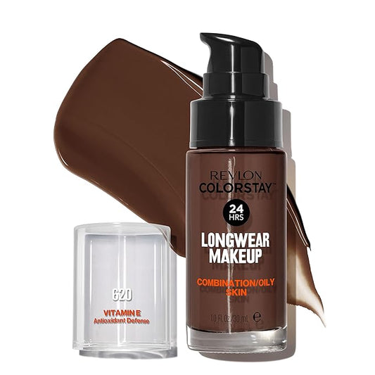 Revlon Liquid Foundation, ColorStay Face Makeup for Combination & Oily Skin, SPF 15, Medium-Full Coverage with Matte Finish, Java (620), 1.0 oz-VivaGrace Women