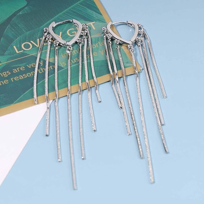 Boho Long Tassel Chain Earrings Fringe Drop Dangle Earrings Gold Dangling Chain Tassel Earrings Vintage Statement Earrings Jewelry for Women and Girls Gifts-VivaGrace Women
