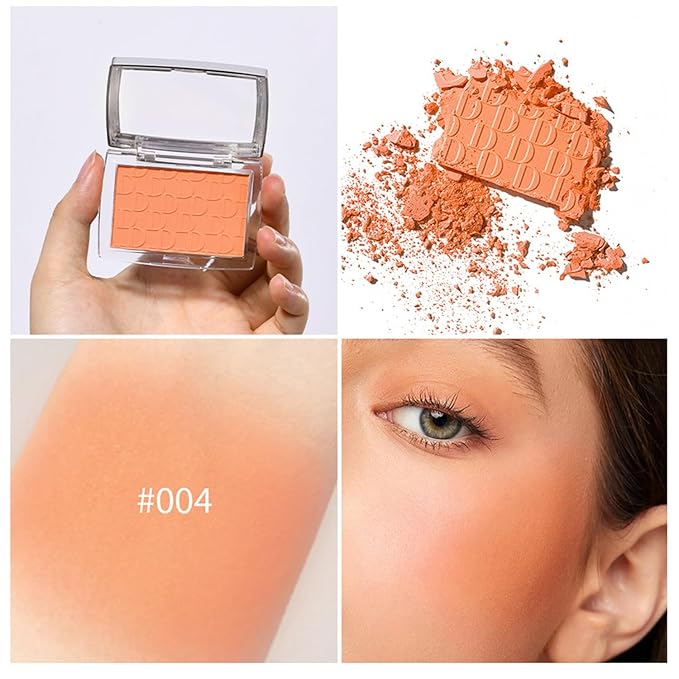 MAEPEOR Embossed Blush 6 Colors Smooth Blendable Face Blush Long-Lasting Natural Look Blush Powder Blush for Cheeks (04 Coral)-VivaGrace Women