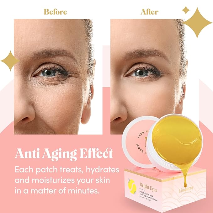 24K Gold Collagen Under Eye Mask - Bright Eyes Anti Aging Treatment-VivaGrace Women