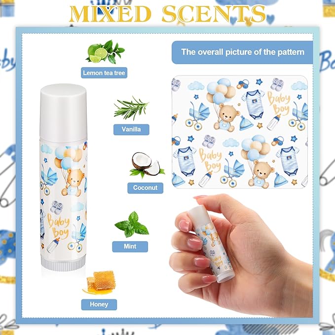 Fumete 50 Pack Bear Baby Shower Party Gifts Favors Bulk Lip Balms for Guests Boys Girls Neutral Gender Reveal Favors for Baby Shower Prizes Souvenirs Bags Stuffer Classroom Prizes-VivaGrace Women