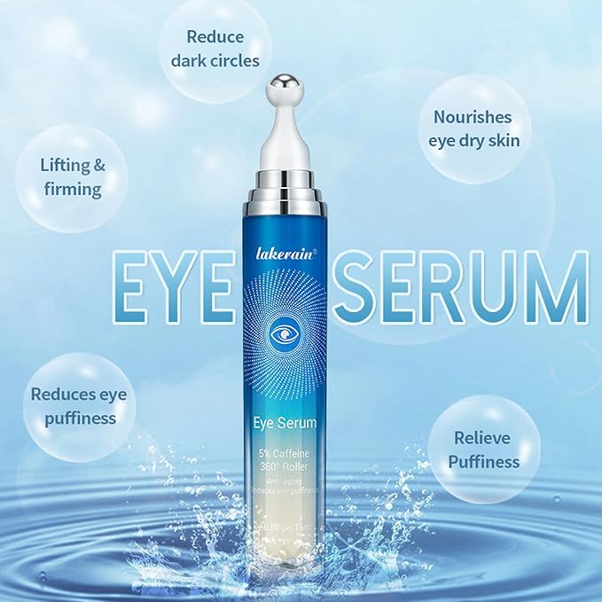 5% Caffeine Eye Serum,Caffeine Eye Cream with Massage Roller Ball,Under Eye Cream for Dark Circles,Puffiness,Under Eye Bags,Moisturizing Cream Eye Bags Fine Lines Wrinkle Treatment for Women and Men-VivaGrace Women