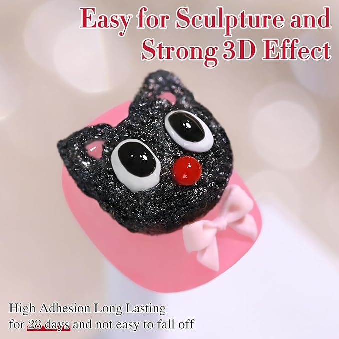 Double Rhythm 3D Nail Gel Solid Sculpting Gel for Nail Art Non-Sticky Hard Gel for Building Carving Molding Nail Extension Soak Off UV/LED Salon Home DIY 0.5 Oz (Gypsum Black)-VivaGrace Women