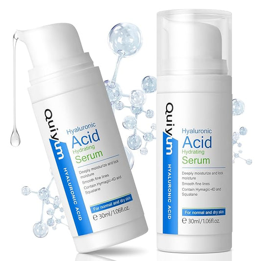 Hyaluronic Acid Serum for Face, Hydrating Face Serum for Dry Skin W/Hymagic-4D, Squalane, Vitamin C & E for Plumping, Hydrating & Anti-Aging Serum, Skin Care, 1.06fl.oz, Pack of 2-VivaGrace Women