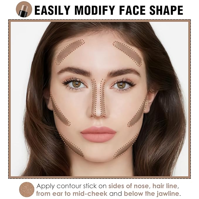 FOCALLURE Cream Contour Stick, Matte Bronzer Stick, Professional Face Shaping & Contouring Stick Makeup, Easy to Apply with Buildable Coverage, Long Lasting & Sweatproof, OAT-VivaGrace Women