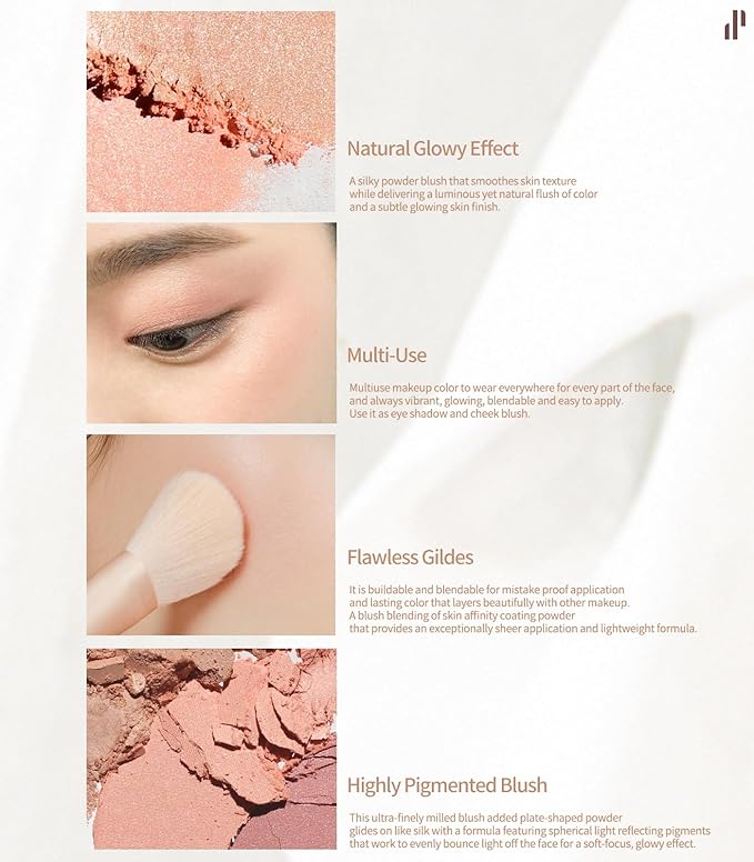 Heart Percent Dote on Mood Glow Blush, Smooth Radiant Color Luminous Shimmering Stain Finish Cheek Makeup Blush (01. Rose Plush)-VivaGrace Women
