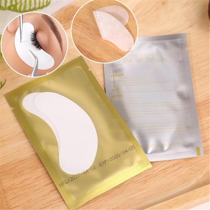 100 Pairs Set，Eye Gel Patches,Under Eye Pads Lint Free Lash Extension Eye Gel Patches for Eyelash Extension Eye (gold)-VivaGrace Women