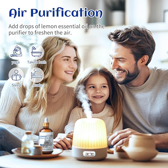 HIQILI Lemon Essential Oil, Household Cleaning, Air Purification, Skin Care, Can be Added to Cleansers, Sprays, Body Lotions Use - 3.38 Fl Oz/100ML-VivaGrace Women