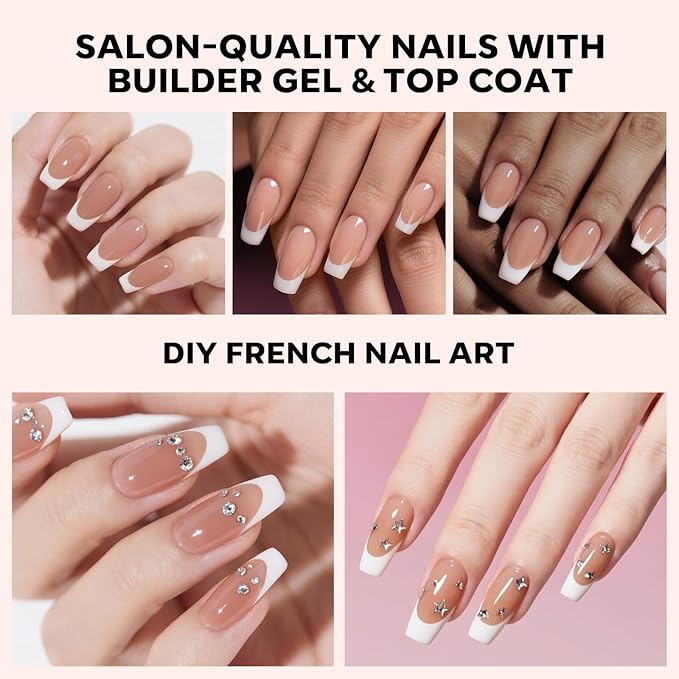 modelones French Tip Press on Nails, 150Pcs Long Square Fake Nails with Nail Box, Deep Nude Gel Nail Tips for Women, Soft Glue-On Nails for Natural Salon Look, DIY Nail Art Kit (15 Sizes)-VivaGrace Women