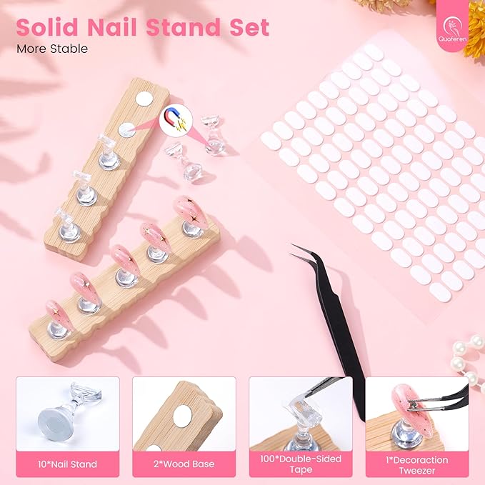 Quaferen Nail Brushes for Nail Art 39PCS Nail Brush Tools Set with Nail Stand Holder 2-in-1 Nail Art Palette Professional Acrylic Nail Brushes Kit for Beginners Home Salon-VivaGrace Women