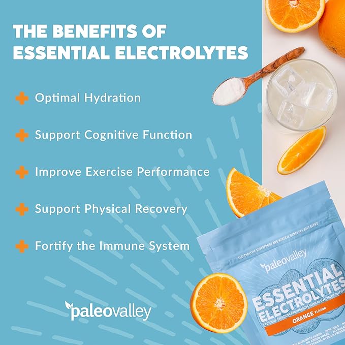 Paleovalley Essential Electrolytes Powder - Full Spectrum Orange Electrolyte Powder for Hydration, Energy and Muscle Recovery - No Sugar Added - 28 Servings-VivaGrace Women