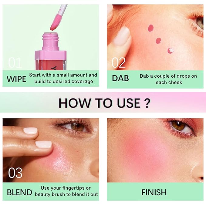 CAHIUYOA Pink Liquid Blush Oil Clear Liquid Blush for Cheeks Tinted Blush Stick Moisturizing Smooth Liquid Face Blush Makeup Gifts for Women-VivaGrace Women