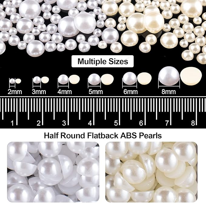 Flat Back Rhinestone+Half Round Pearl Kits Colorful Rhinestones+White+Beige Pearls With Picker Pencil And Tweezer For Home DIY And Professional Use-VivaGrace Women