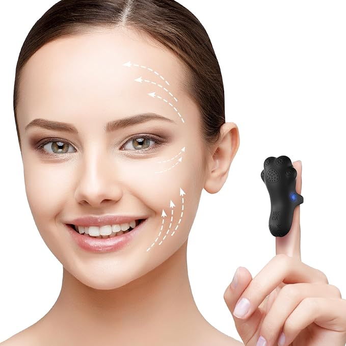 Portable Facial Massage Ball, Waterproof Rechargeable Powerful Multifunctional Eye Face Finger and Neck Massager, Black-VivaGrace Women