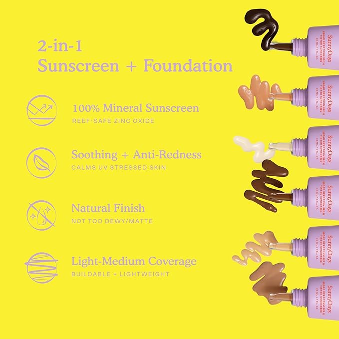 Tower 28 Beauty SunnyDays SPF 30 Tinted Mineral Sunscreen - For Sensitive Skin - 2-in-1 Facial Broad Spectrum UVA/UVB Protection + Foundation – Shade 45 SILVER LAKE, 1 Fl Oz-VivaGrace Women