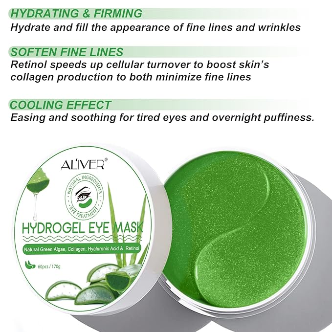Aloe Veoe Eye Patches,Hydrogel Under Eye Masks for Dark Circles,Anti Wrinkle Treatment,Under Eye Gel Pads,Eye Mask for Puffy Eyes, Skincare,Hydrating | 60 Pieces/30 Pairs-VivaGrace Women