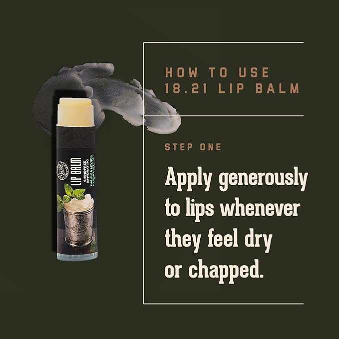18.21 Man Made Lip Balm - Mint Julep Flavor, Lip Protectant Hydrates & Moisturizes with Beeswax, Cocoa Butter & Vitamin E - For chapped and dry lips-VivaGrace Women