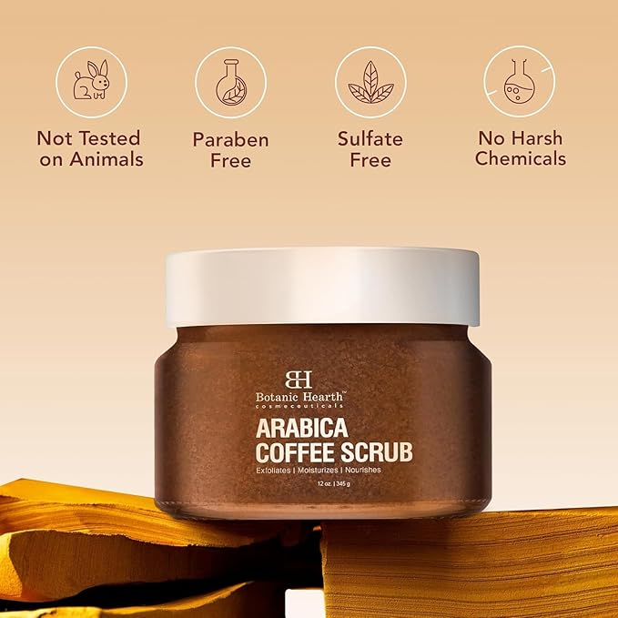 Botanic Hearth Arabica Coffee Body Scrub Exfoliating Body Scrub Act As Body Exfoliator & Helps With Moisturizing Skin, Acne, Cellulite, Dead Skin Scars, Wrinkles 12 Oz-VivaGrace Women