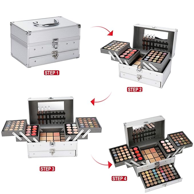 Professional 132 Colors All-in-one Makeup Palette Cosmetic Contouring Kit Combination with Eyeshadow, Cream Concealer, Eyebrow Powder, Lip Gloss Blusher and Pressed Powder-VivaGrace Women