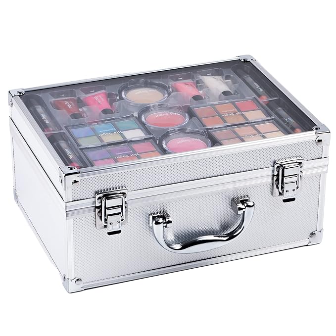 Hot Sugar Makeup Set for Teen Girls Ages 10-12, All in One Beginner Makeup Kit for Women, Cosmetics Gift Set for Birthday Christmas (Clear02)-VivaGrace Women