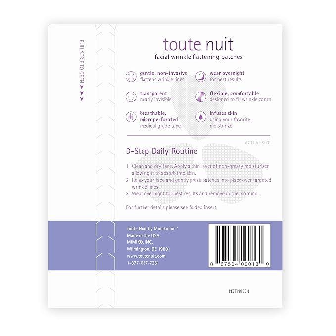 Toute Nuit Wrinkle Patches – Triangle – Face Tape for Forehead, Eyes & Lips – Hypoallergenic Anti Wrinkle Patches – 45 Count, Made in USA-VivaGrace Women
