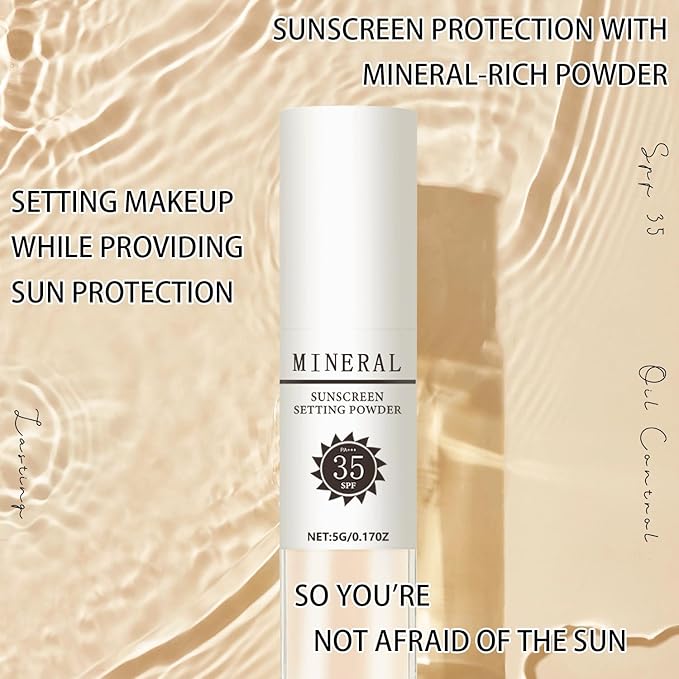 Mineral Sunscreen Setting Powder, SPF 35 Translucent Loose Powder, Mineral Brush Powder, Oil Control Natural Matte Finish, Lasting Lightweight Breathable for All Skin (#01 Translucent)-VivaGrace Women