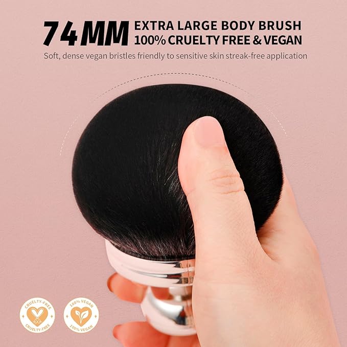 docolor Extra Large Body Makeup Brush For Self Tanner, 3 Inch Width Self Tanning Brush Kabuki Brush, Soft synthetic hair, for Foundation, self-tanners, bronzer, sun blocks, powder, For Face and Body-VivaGrace Women