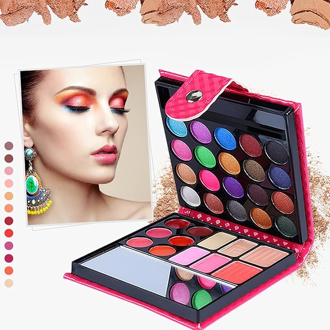 Professional All In One Makeup Kit Colorful 20 Eyeshadow, 6 Lip Glosses 3 Blushers 2 Powder 1 Concealer 1 Mirror 1 Brush, Long Lasting Beauty Full Makeup Set, Present Gifts for Girls Women-VivaGrace Women