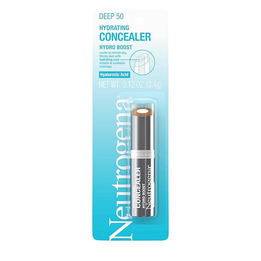 Neutrogena Hydro Boost Hydrating Concealer Stick for Dry Skin, Oil-Free, Lightweight, Non-Greasy and Non-Comedogenic Cover-Up Makeup with Hyaluronic Acid, 50 Deep, 0.12 Oz-VivaGrace Women