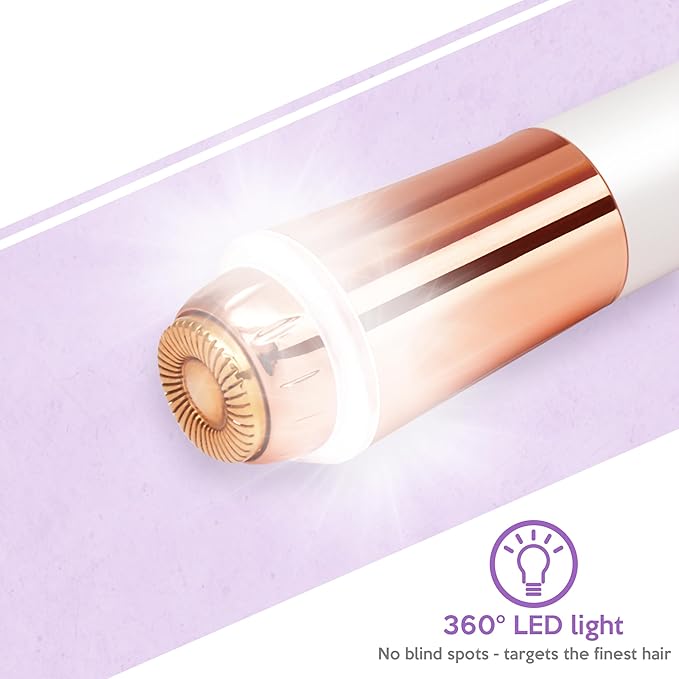 Portable Facial Hair Remover for Women – Painless, Fast & Precise Flawless Electric Razor & Epilator for Face, Lips, Chin Hair Removal – 18K Gold-Plated, 360° LED Light-VivaGrace Women