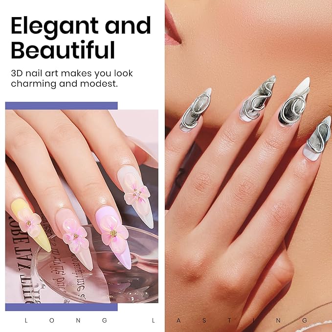 MIZHSE Solid Builder Gel Nail Kit with Nail Lamp, 3 Colors Builder Gel Clear Milky White Nude Hard Sculpting 3D Art U V LED Gels with Dual Form-VivaGrace Women