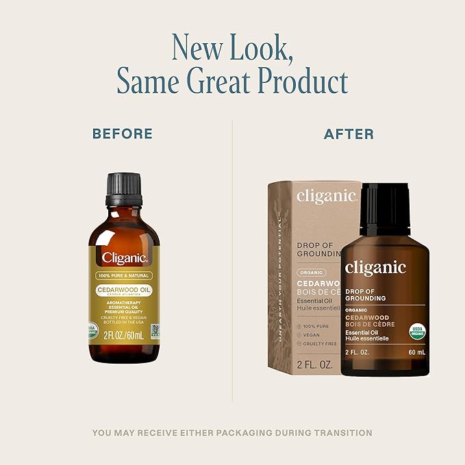 Cliganic Organic Cedarwood Essential Oil - 100% Pure Natural for Aromatherapy Diffuser | Non-GMO Verified (Packaging May Vary)-VivaGrace Women