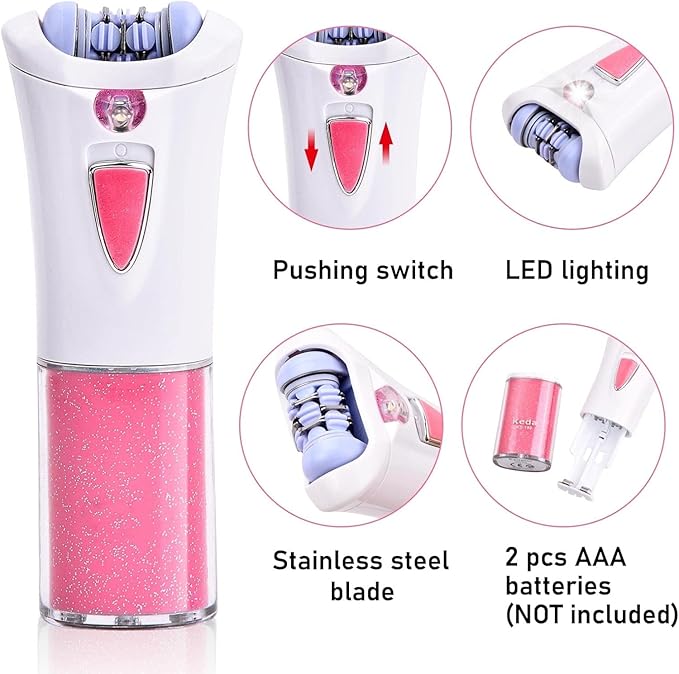 Glabrouse Skin Epilator, Epilators Hair Removal for Facial, Epilators with LED Light, Cordless Hair Removal Device, Epilator for Women, Facial Hair Removal for Bikini Arm Legs Armpits-VivaGrace Women