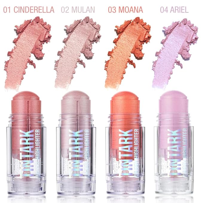 Chubby Cream Highlighter Stick for Face, Glitter Eyeshadow Makeup, Highlight Stick, Face Highlighters & Luminizers, Light Pink Peach Shimmer-VivaGrace Women