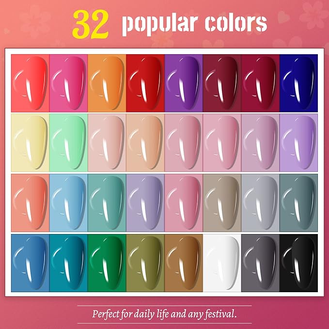 JODSONE Gel Nail Polish Kit with U V Light 36 PCS Classic Black and White Nude and Blue Purple Gel Polish Set with Manicure Tools Suitable for All Sea-VivaGrace Women
