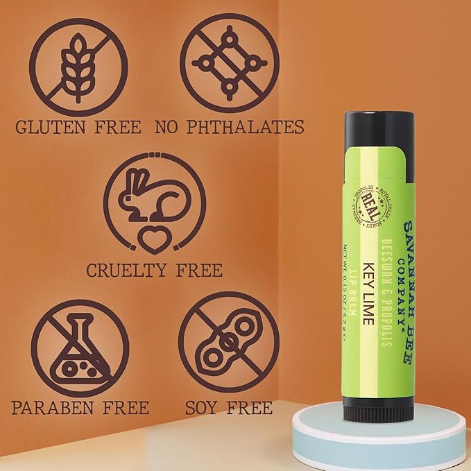Savannah Bee Lip Balm Hanger 0.15 oz - Invigorating Mint Flavor - Natural Ingredients for Supple, Soft Lips - Convenient Hanger Design (.15 Oz, Key Lime)-VivaGrace Women