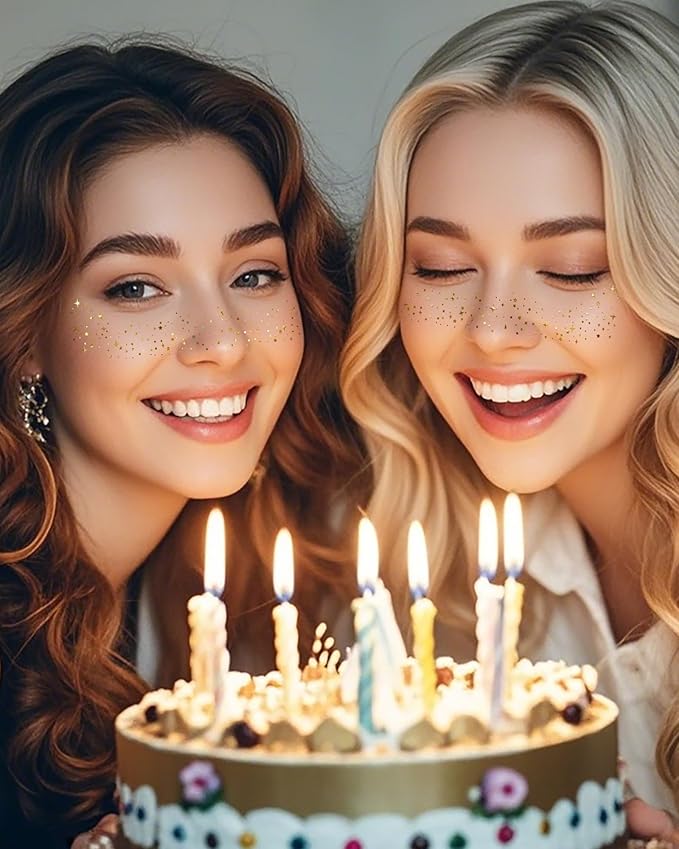 Glitter Freckles,Body and Face Glitter Makeup Patches for Women Girls, Waterproof Festival Rave Accessories fit Country Concert Outfits (Silver - 10 pcs)-VivaGrace Women