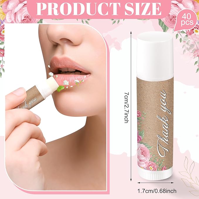 Demissle Jasmine Moisturizing Lip Balm, 40 Pcs Bulk - Thank You for Celebrating with Us, Wedding Favors, Bridal Showers-VivaGrace Women
