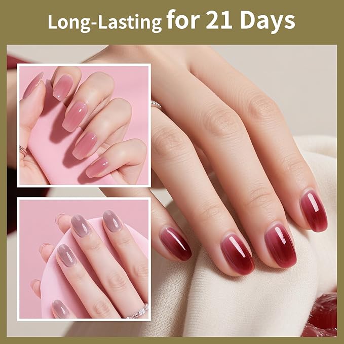 JODSONE 32 Colors Jelly Gel Nail Polish Kit with U V Light Crystal Transparent Classic Color 4 Functional Gel for All Seasons-VivaGrace Women