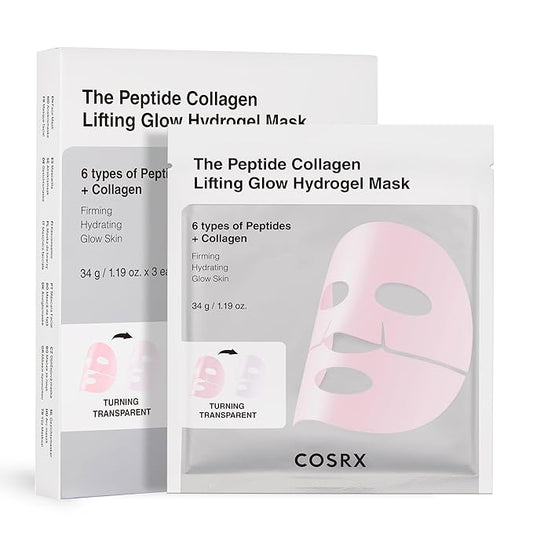 COSRX The Peptide Collagen Lifting Glow Hydrogel Face Masks Skincare 3 EA, Collagen Face Mask, Travel Essentials, Overnight Face Mask, Korean SkinCare-VivaGrace Women