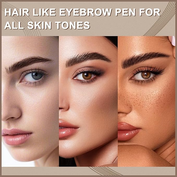 Boobeen 2pcs Waterproof Eyebrow Pen，Dual-Ended Eyeliner Microblading Eyebrow Pencil for Women，Long Lasting Hair-Like Brow Pen with Brow Brush，Dark Brown-VivaGrace Women