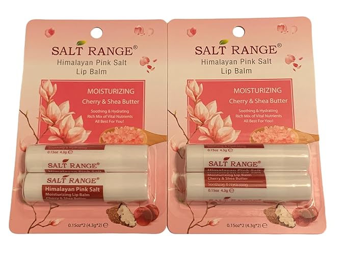 Himalayan Pink Salt Lip Balm With Cherry & Shea Butter 2 Ct 4 Pcs-VivaGrace Women
