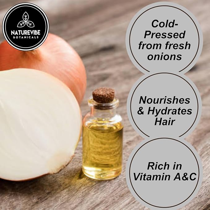 Naturevibe Botanicals Onion Oil 32 oz – 100% Pure Cold-Pressed Nourishing Hair & Skin Oil | Sulfur-Rich for Stronger Hair Growth & Scalp Health-VivaGrace Women
