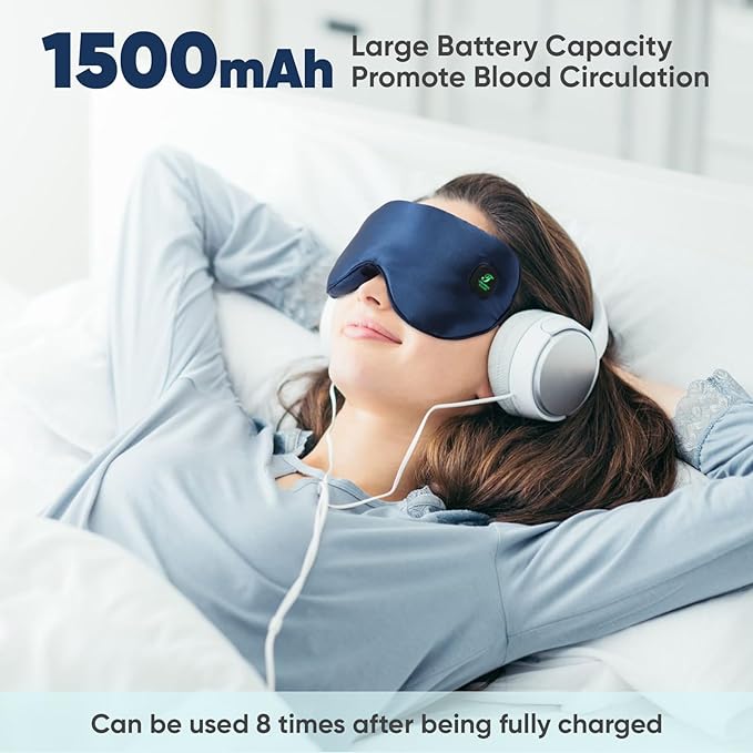 Heated Eye Mask for Dry Eyes, Cordless Warm Eye Compress for Blepharitis, Styes, 1500mAh Large Battery Capacity, Washable Cover, Gifts for Family and Friends (Blue)-VivaGrace Women