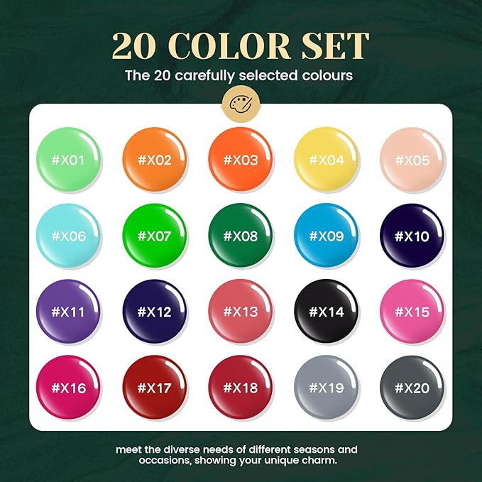 JEWHITENY 23PCS Nail Polish Set 20 Colors Gel Nail Polish Jelly Color Natural and Elegant Long Lasting Suitable for Salon at Home-VivaGrace Women