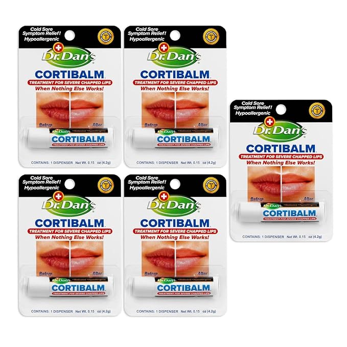Dr. Dan's Cortibalm-5 Pack- for Dry Cracked Lips- Healing Lip Balm for Severely Chapped Lips - Designed for Men, Women and Children -VivaGrace Women