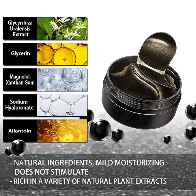 Under Eye Patches, Eye Mask Black Pearl, Puffy Eyes Dark Circles Brighten Treatments, 60PCS Collagen Under Gel Pad for Lighten Wrinkles Anti-Aging, Fine Lines Eye Bags Women Men-VivaGrace Women